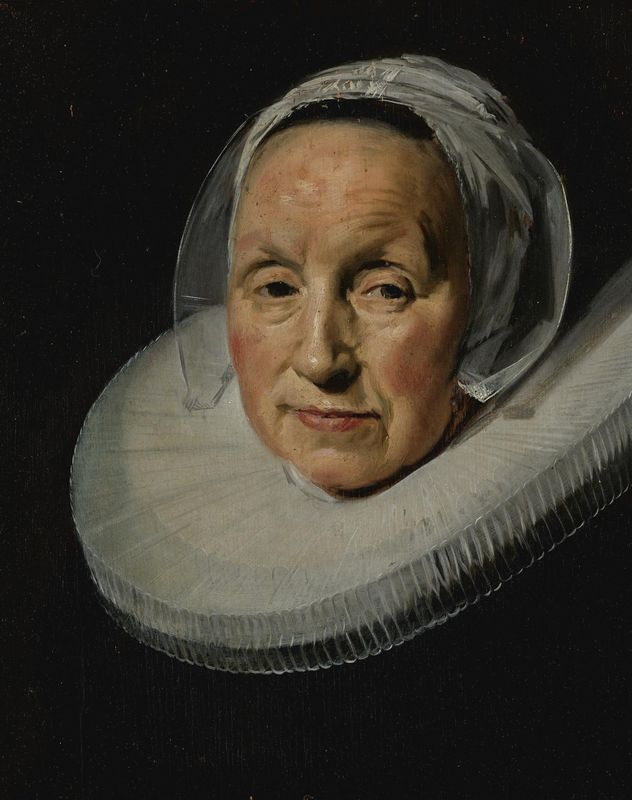 portrait of a woman with enlarged ruff and cut down from original size