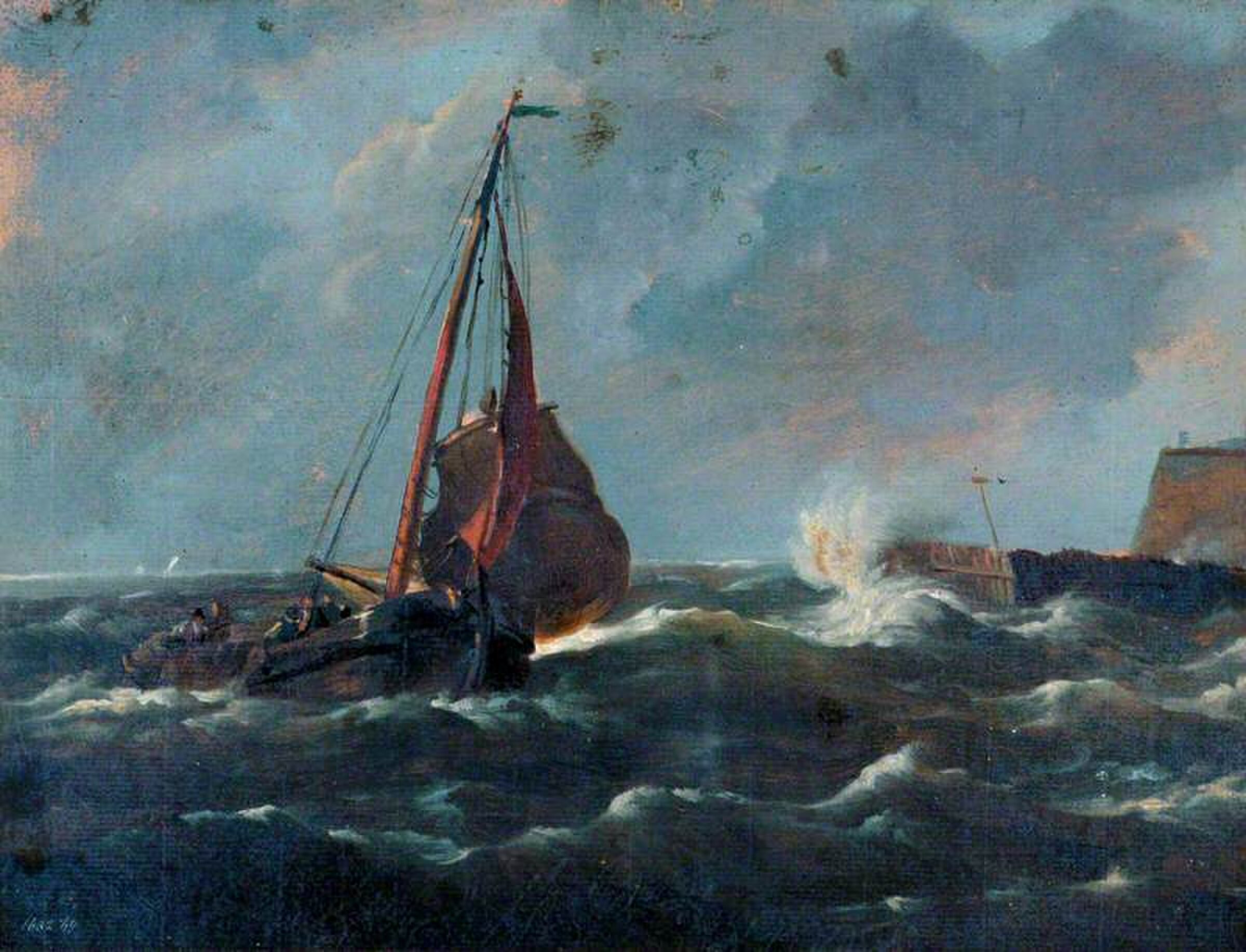 Fishing Boat Entering a Harbour by Jacob Jacobs