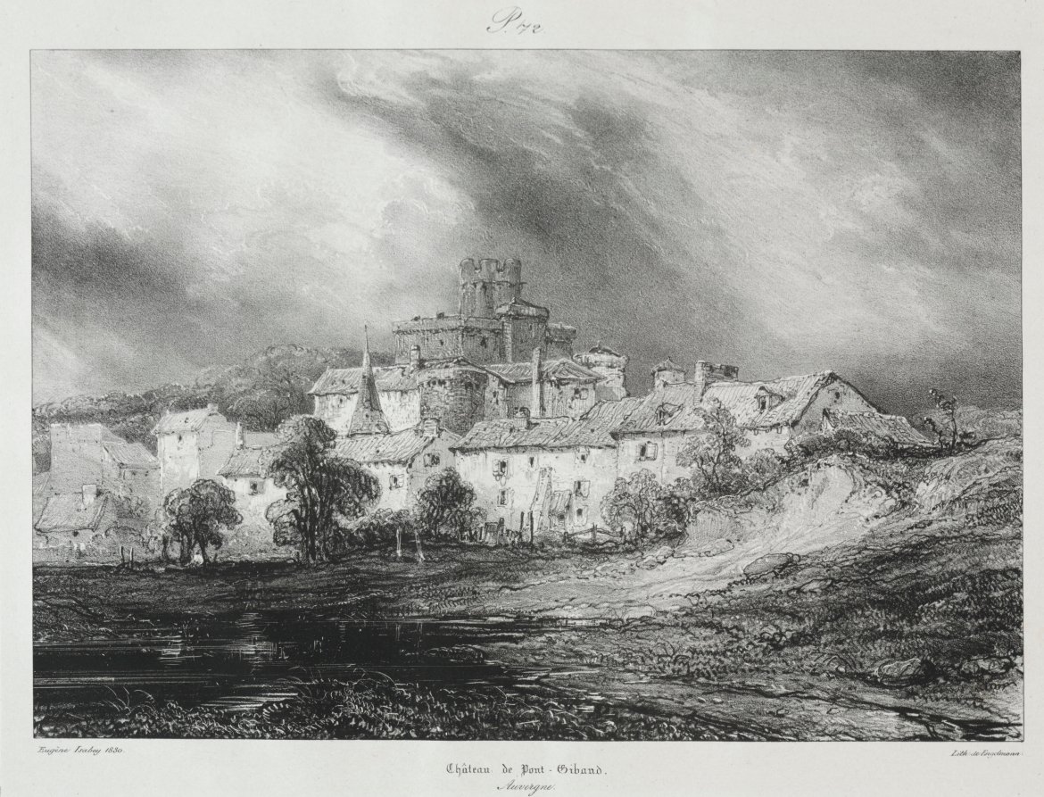 Voyages pittoresques et romantiques dans l'ancienne France, Auvergne: Château de Pont-Gibaud by Eugène Isabey