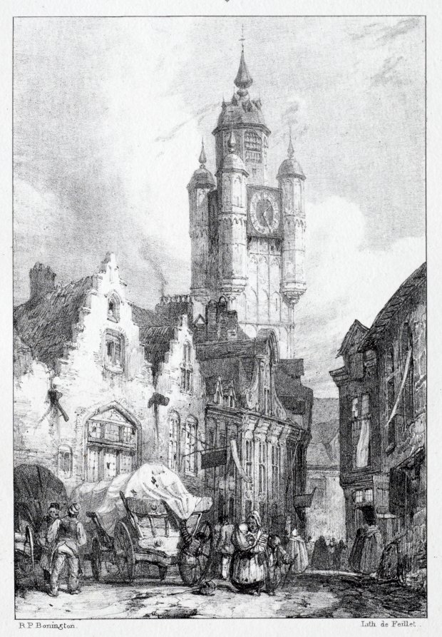 Bergues: La Tour du marché by Richard Parkes Bonington