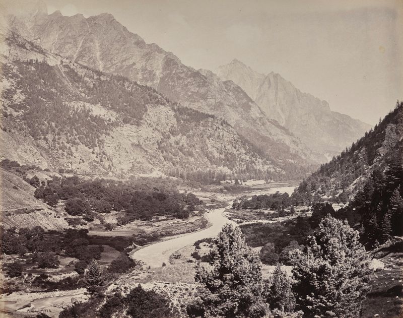 The Upper Himmalayahs. View in the Buspa Valley from Sangla