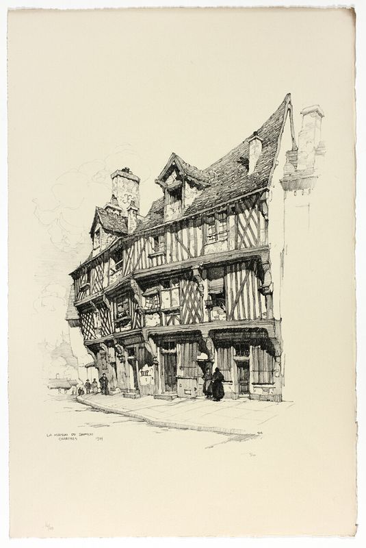 La Maison du Saumon, Chartres, from Vingt Lithographies du Vieux Paris