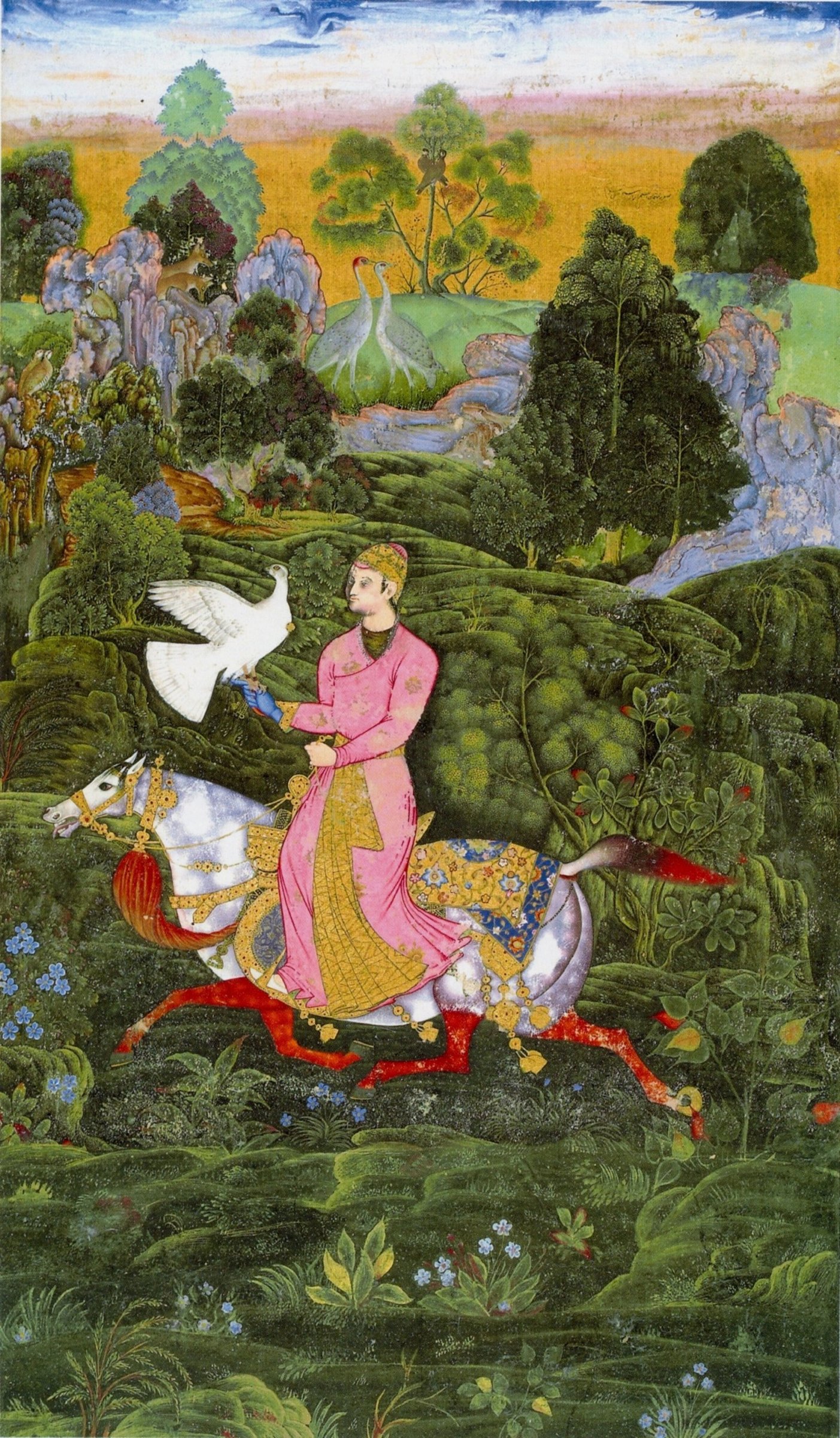 Ibrahim Adil Shah II hawking by Farrukh Beg