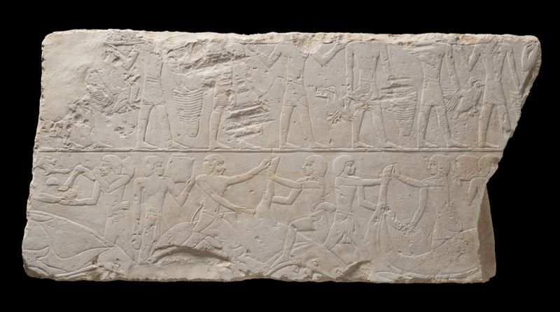 Tomb Wall Fragment Depicting Offering Bearers and Butchers