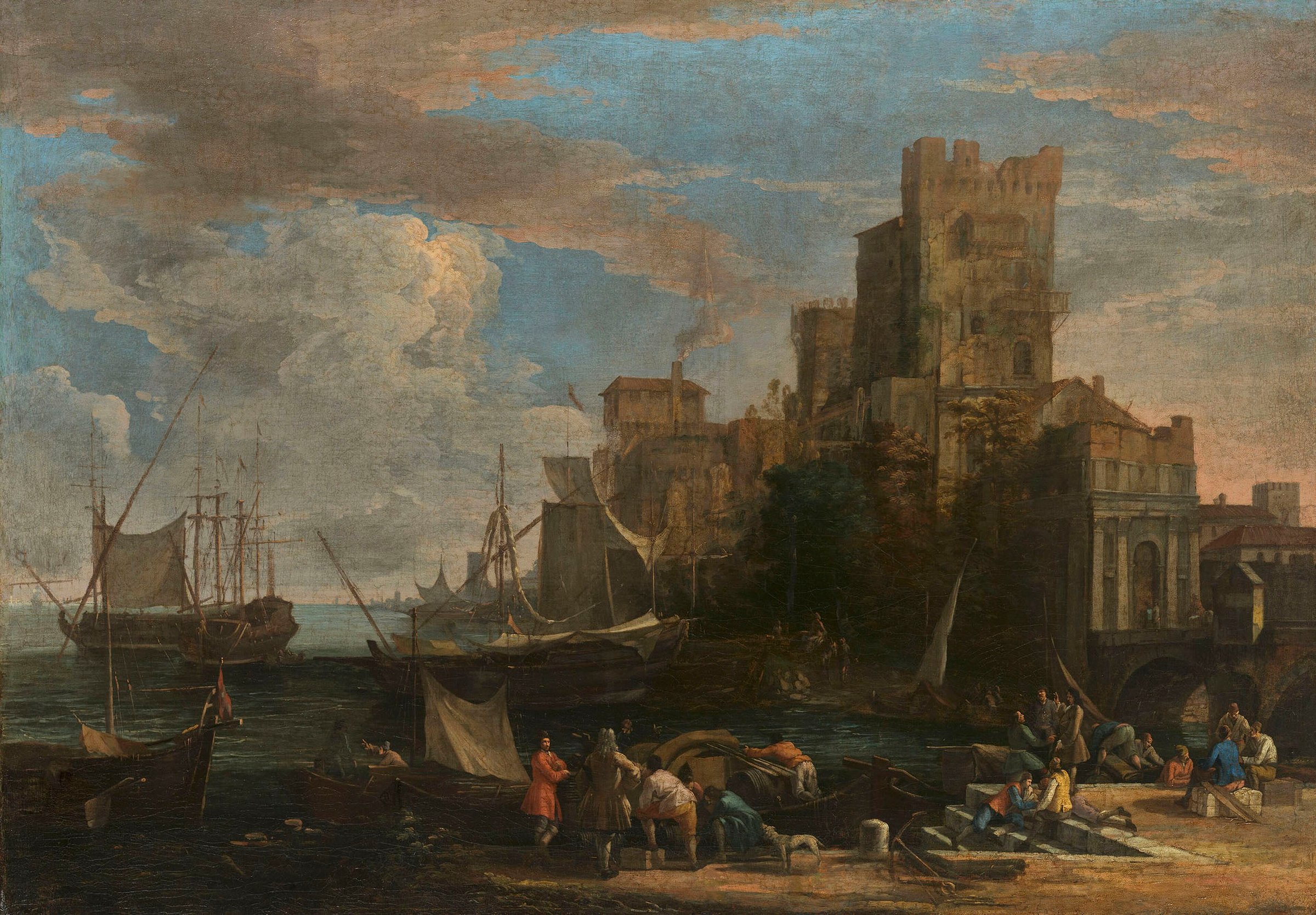 A Caprice View of a Seaport by Luca Carlevarijs