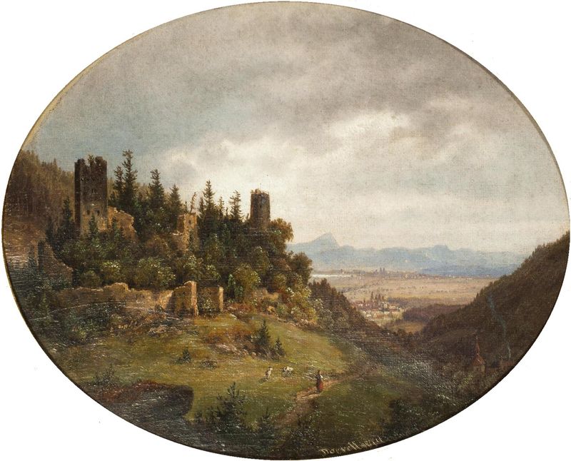 Ruins of Osek Castle with a View of Osek Monastery