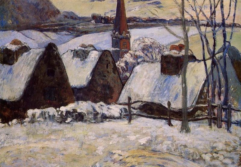 Village breton sous la neige