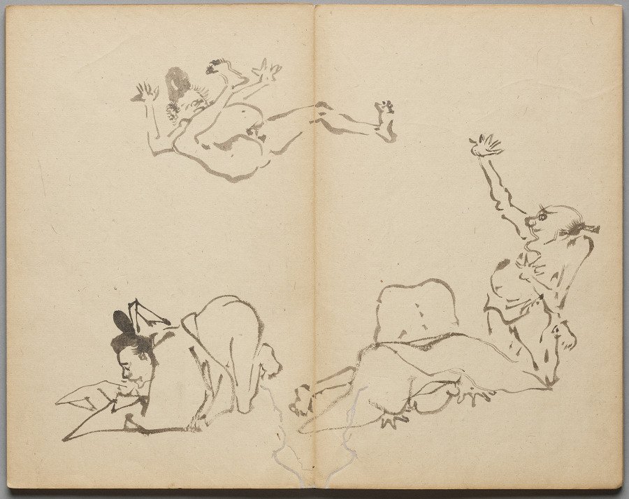 Courtiers' Farting Contest from Sketch Album by Kawanabe Kyosai