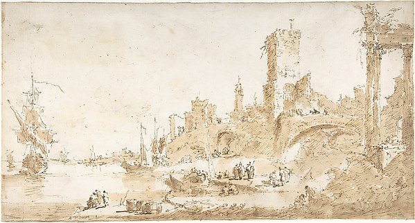 Capriccio with a Seaport and Classical Ruins by Francesco Guardi