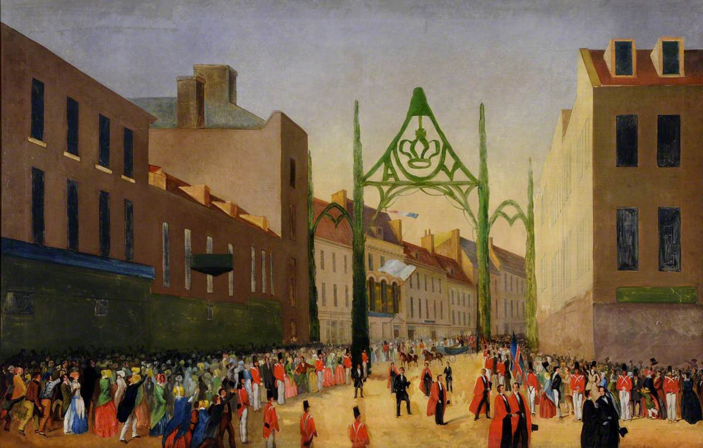 The Progress of Her Majesty Queen Victoria through Broad Street, St Helier, 9 March by Philip John Ouless