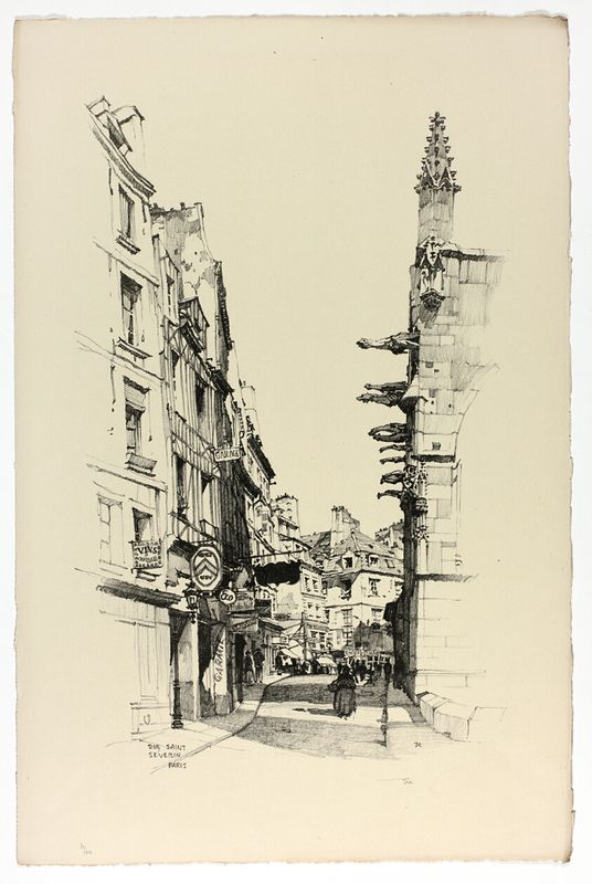 Rue Saint-Séverin, Paris, from Vingt Lithographies du Vieux Paris