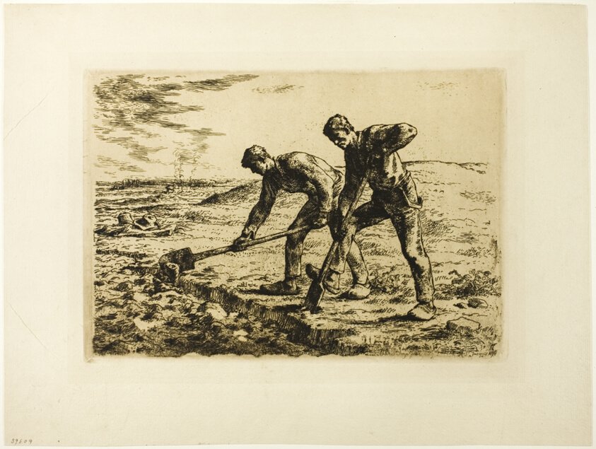 Two Men Digging by Jean-François Millet