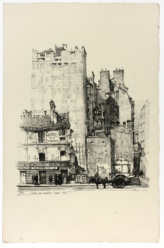 Passy Ancien et Nouveau, Paris, from Vingt Lithographies du Vieux Paris