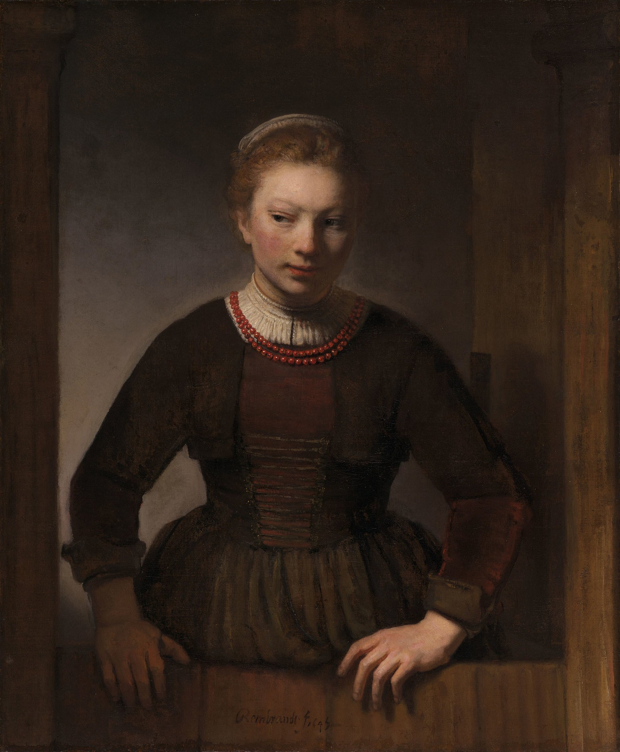 Young Woman at an Open Half-Door by Samuel van Hoogstraten