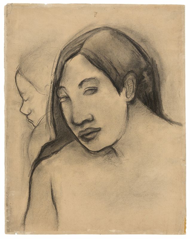 Heads of Tahitian Women, Frontal and Profile Views