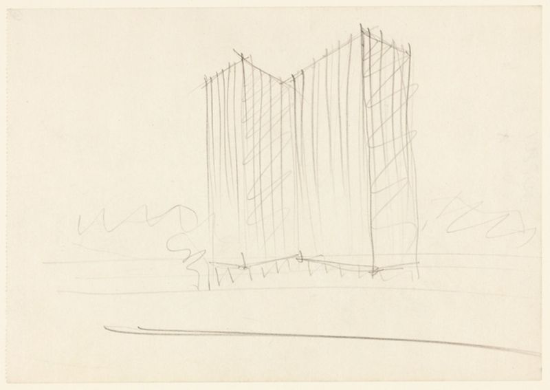 Highrise Buildings Sketch, Chicago, Illinois, Perspective Sketches