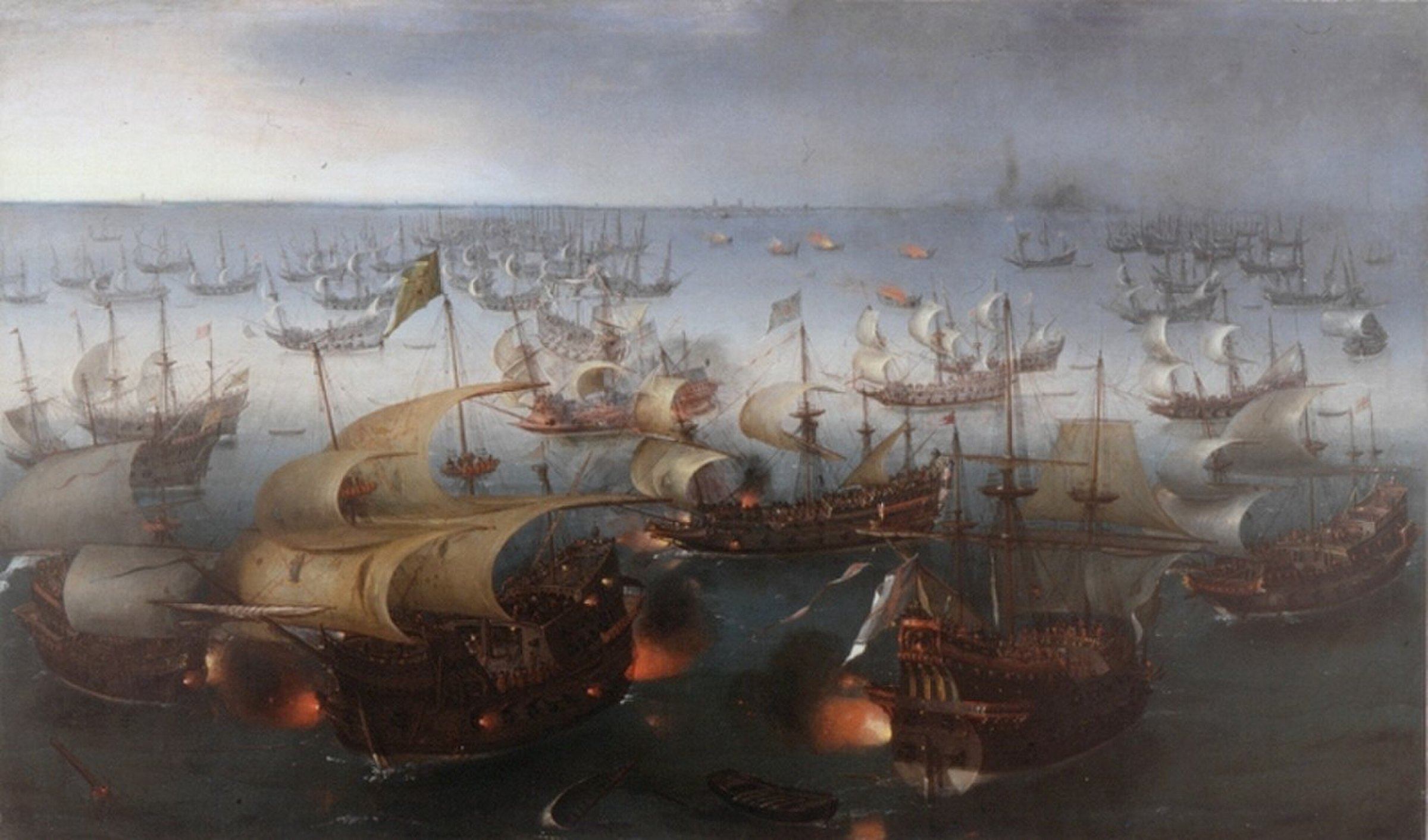 Day seven of the battle with the Armada, 7 August 1588. by Hendrick Vroom