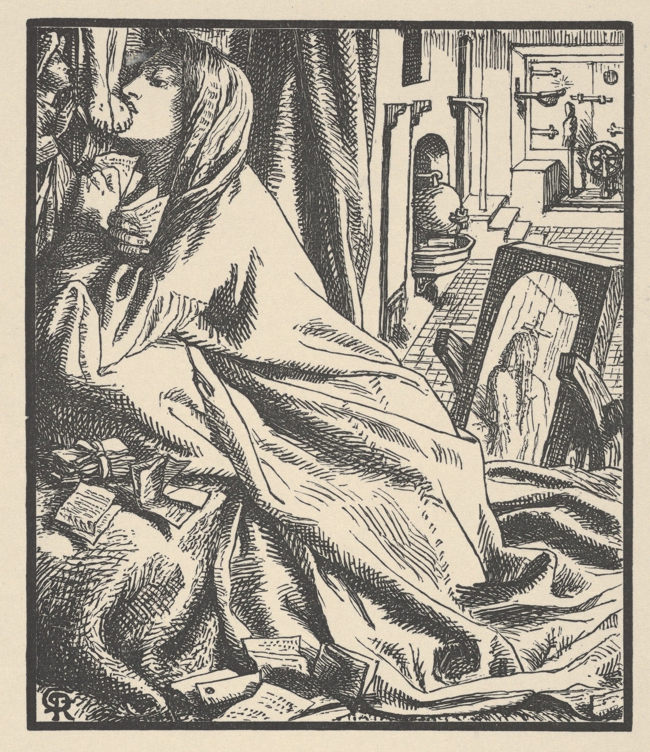 Mariana in the South (Illustration for "The Palace of Art" in Tennyson's Poems, New York, 1903) by Dante Gabriel Rossetti