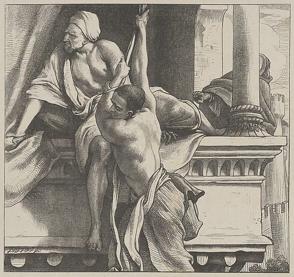 The Spies Escape, from "Dalziels' Bible Gallery"