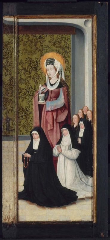 Heilwich van der Rullen and Her Daughters with Saint Mary Magdalen (outer face); Hendrixke van Langhel and Her Deceased Child with Saint Catherine (inner face)