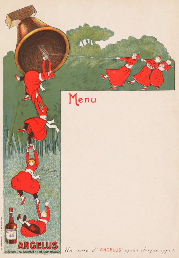 Menu Page (Angelus: Liqeur des Salésiens de Dom Bosco) by Leonetto Cappiello