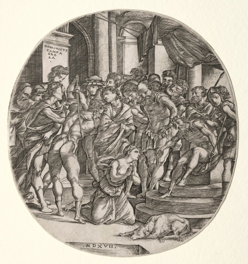 Beheading of Saint Catherine by Domenico Campagnola