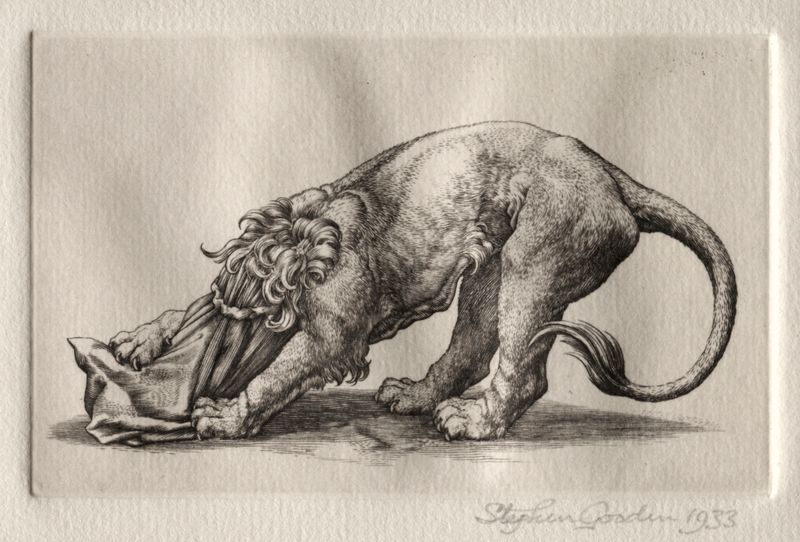 Illustration for "Peronnik the Fool": A Lion Tearing at a Sack