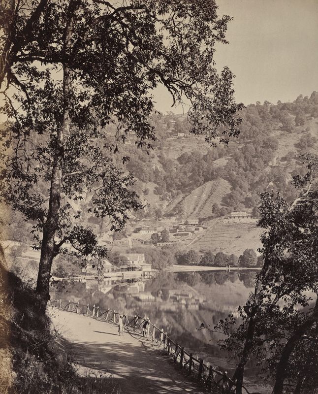Hyree Lake. Hill Station in the Himmalayahs. View of the Taj Lake with Assembly Rooms, Lhutse