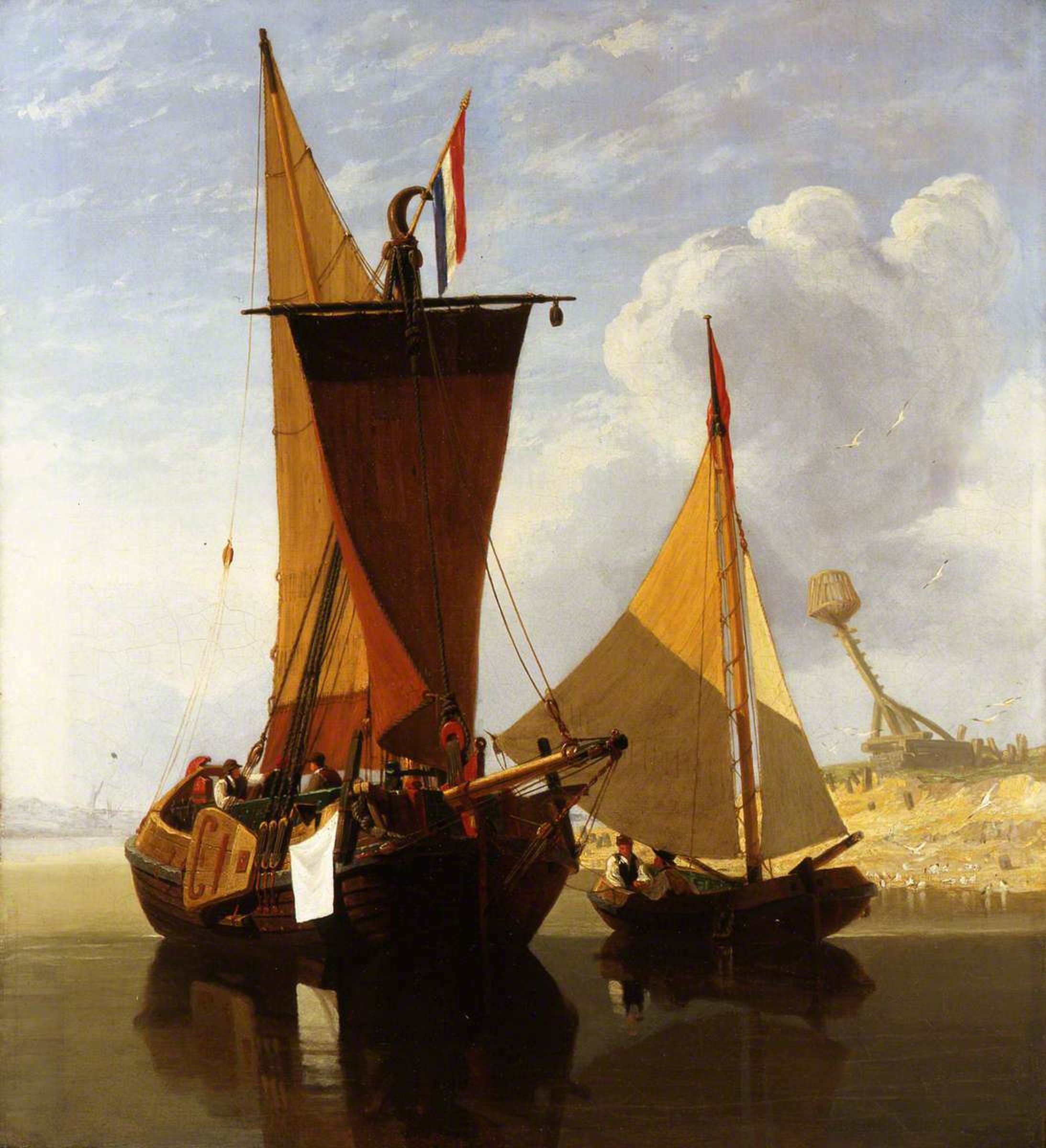 Boats on the Medway, a Calm by Miles Edmund Cotman