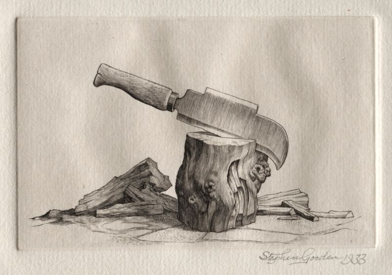 Illustration for "Peronnik the Fool": A Bill and a Wooden Block