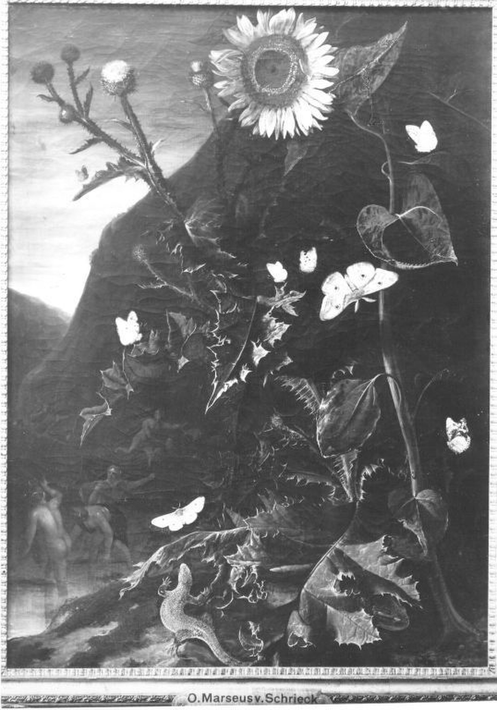 Forest floot still life with Diana and Actäon by Otto Marseus van Schrieck