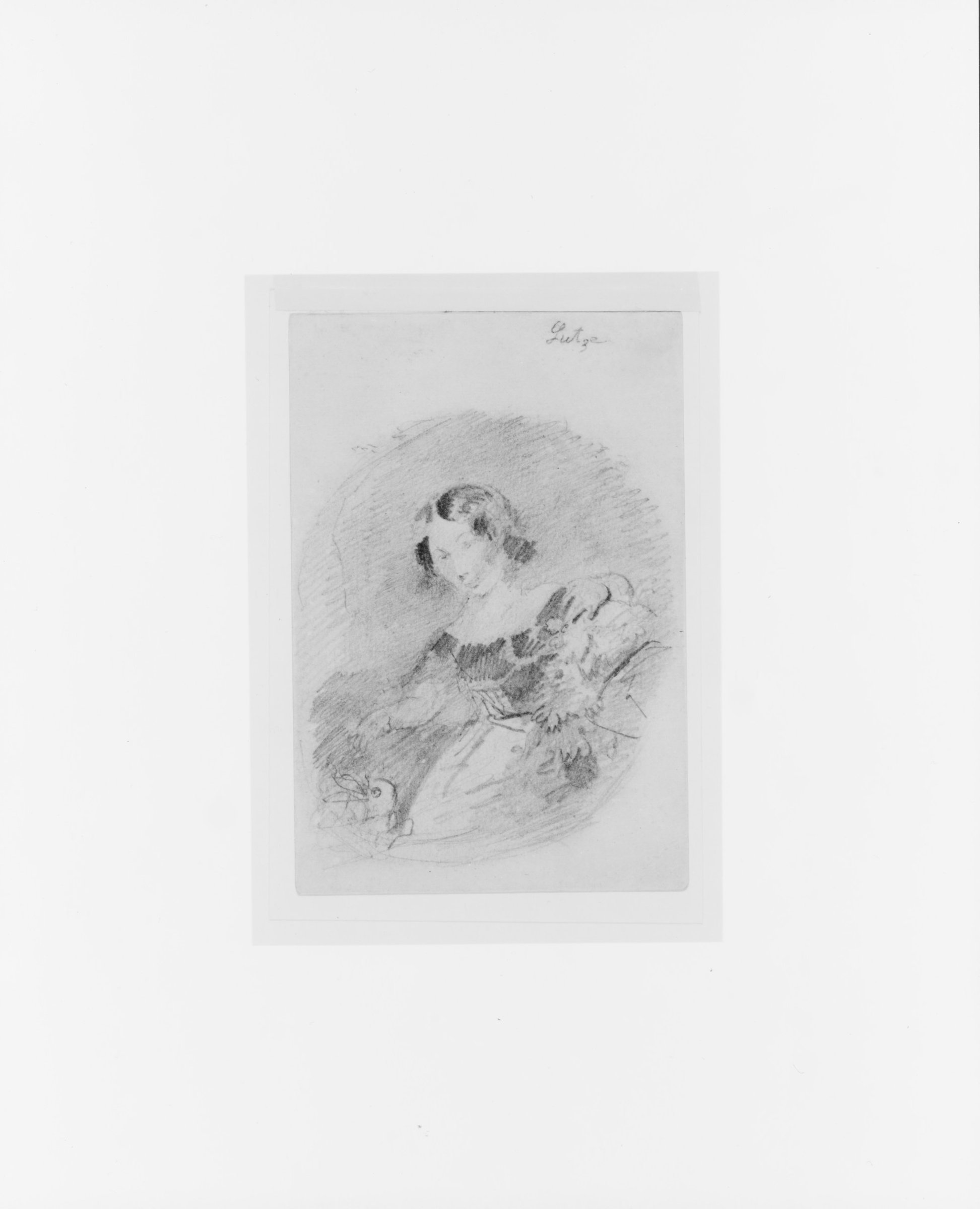 Girl with Rabbit (from McGuire Scrapbook) by Emanuel Leutze