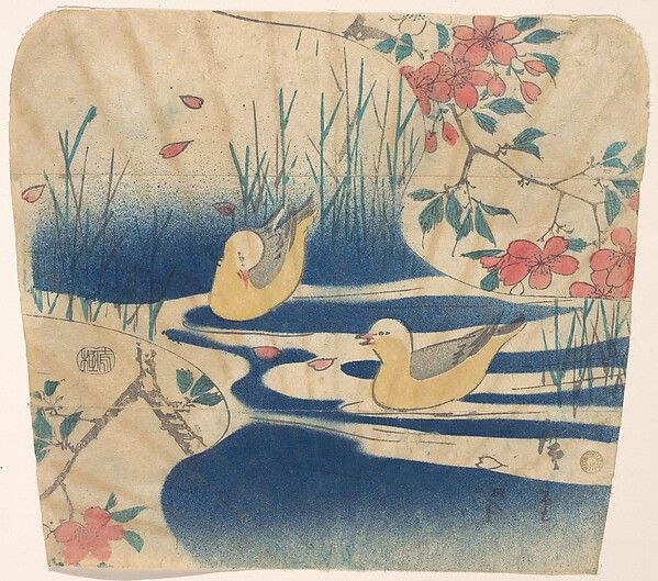歌川広重画 桜花に都鳥|Hooded Gulls and Cherry Blossoms