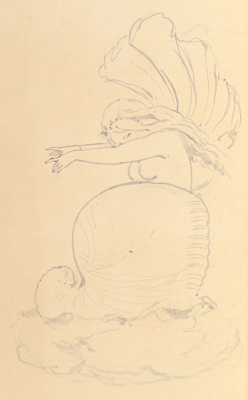 Sketch of a Fairy or Spirit Emerging from a Shell