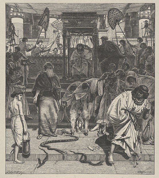 Moses and Aaron Before Pharoah, from "Dalziels' Bible Gallery" by Sir Edward John Poynter