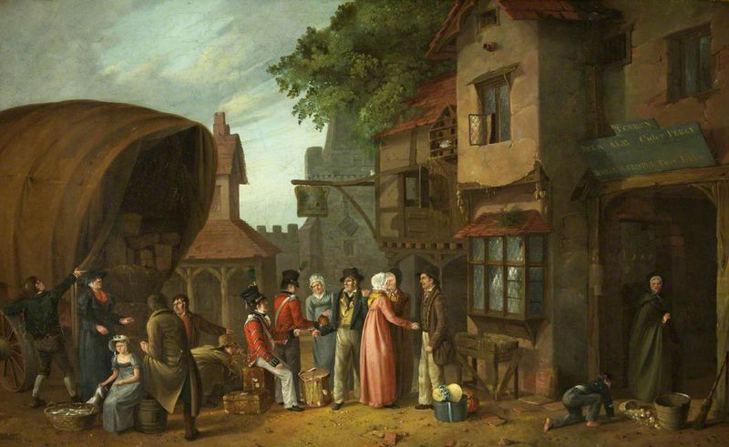 Scene outside an Inn (perhaps at Congresbury), Somerset