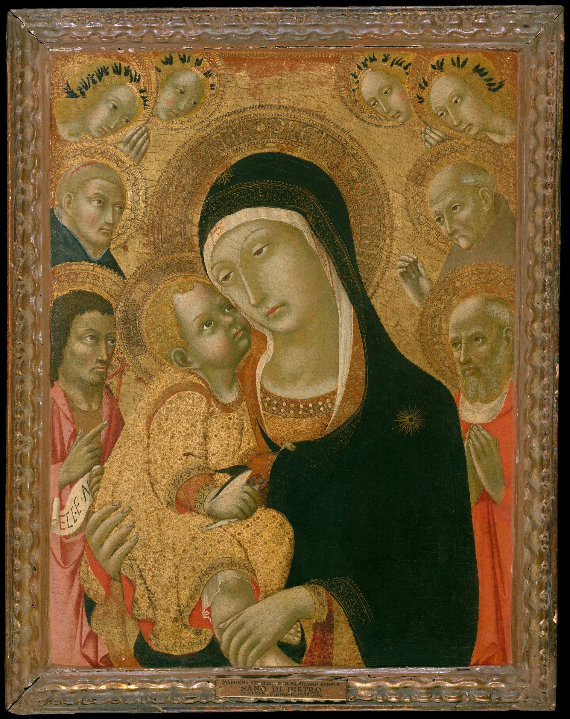 Madonna and Child with Saints John the Baptist, Jerome, Peter Martyr, and Bernardino and Four Angels by Sano di Pietro