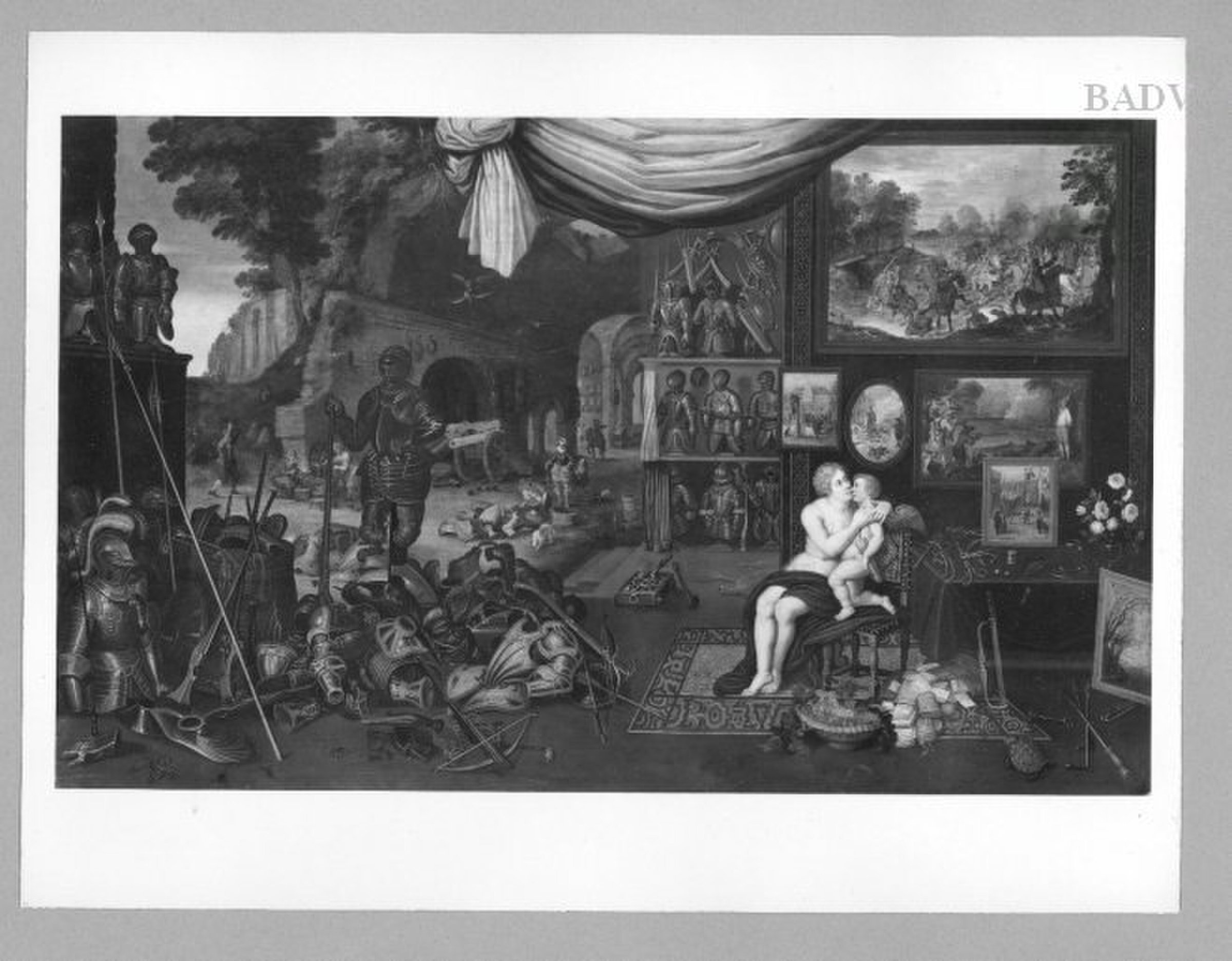 Venus and Amor in a hall with ... and paintings by Hendrick van Balen the Younger