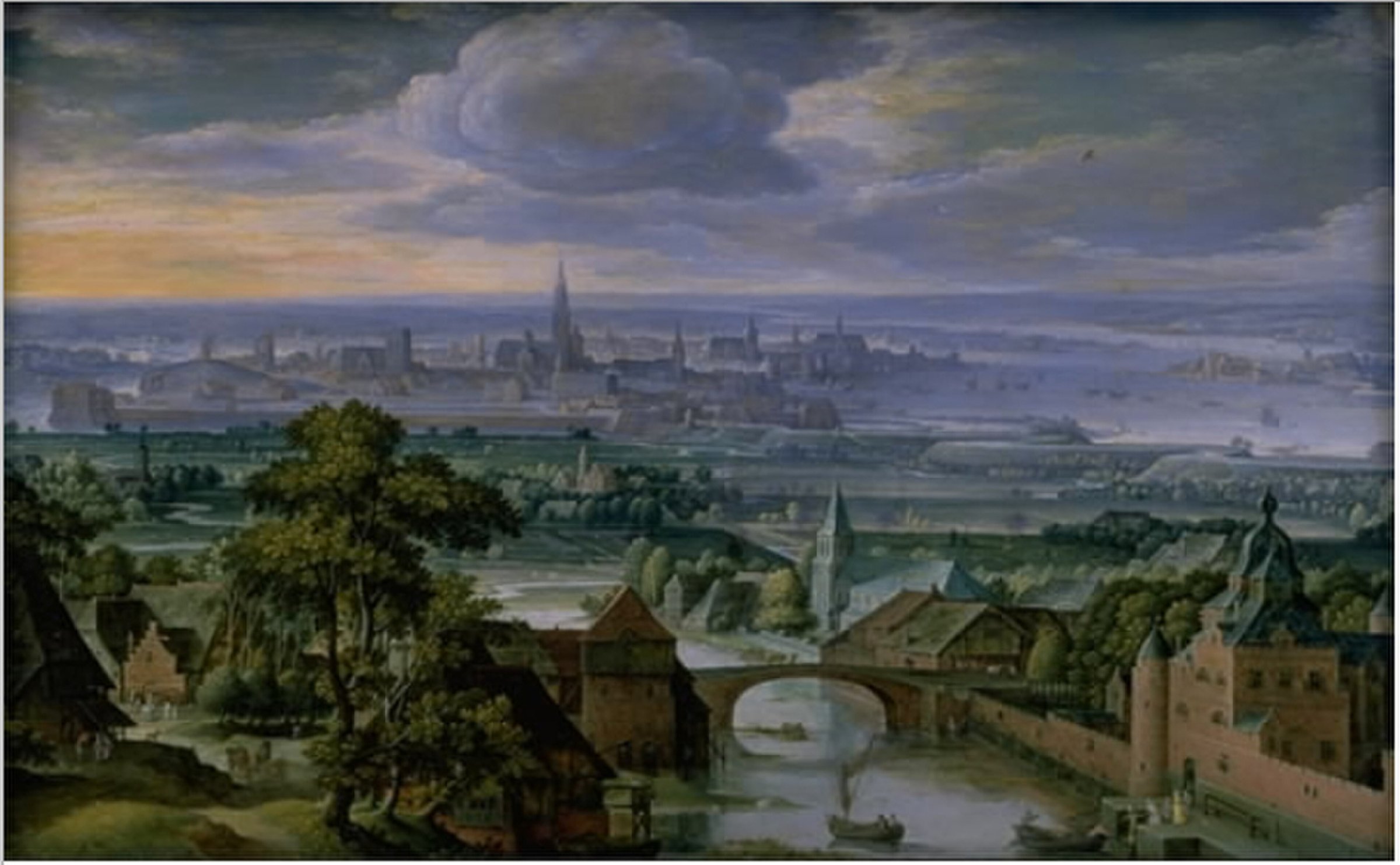 Landscape with a View of Antwerp by Hans Bol