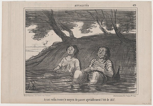 Ayant enfin trouvé..., from Actualités, published in Le Charivari, August 14, 1857 by Honoré Daumier