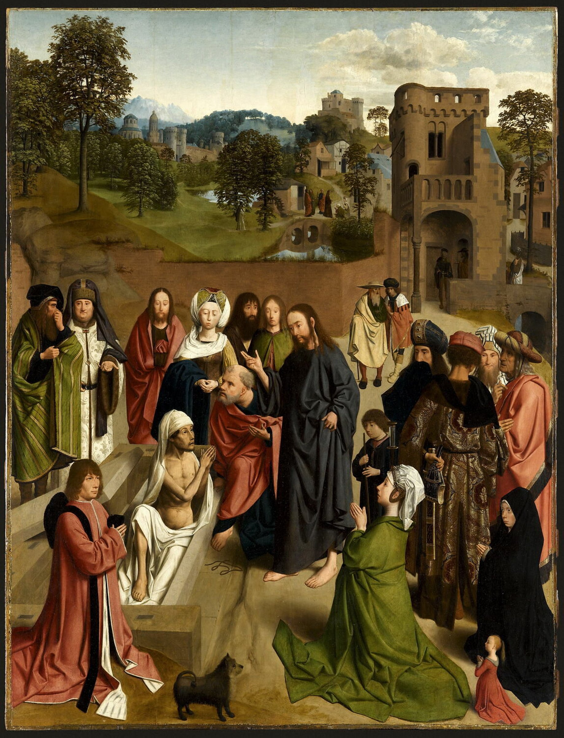 The Resurrection of Lazarus with a couple of donors with their daughter by Geertgen tot Sint Jans