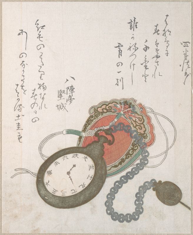 西洋風の懐中時計『春雨集』 摺物帖|Western Pocket WatchFrom the Spring Rain Collection (Harusame shū), vol. 3