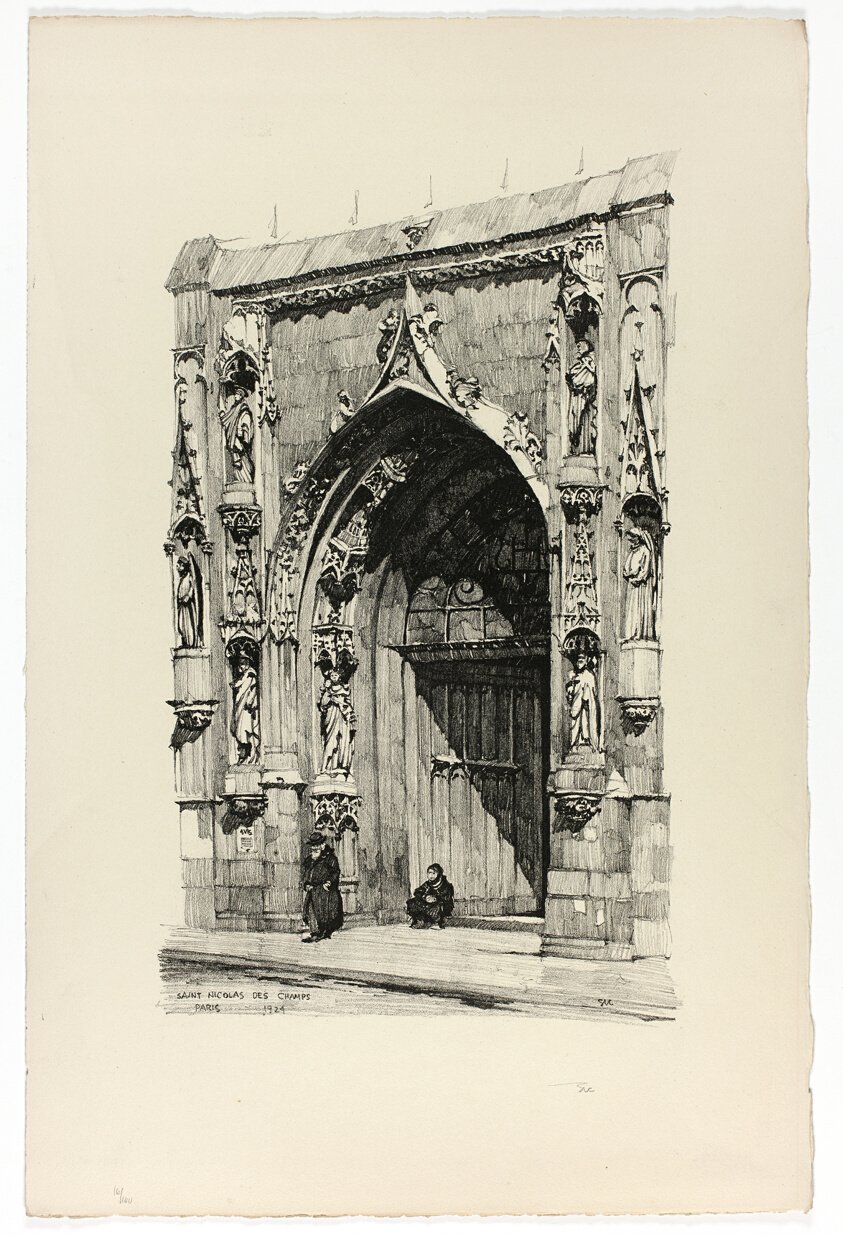 St. Nicolas de Champs, from Vingt Lithographies du Vieux Paris by Samuel Chamberlain