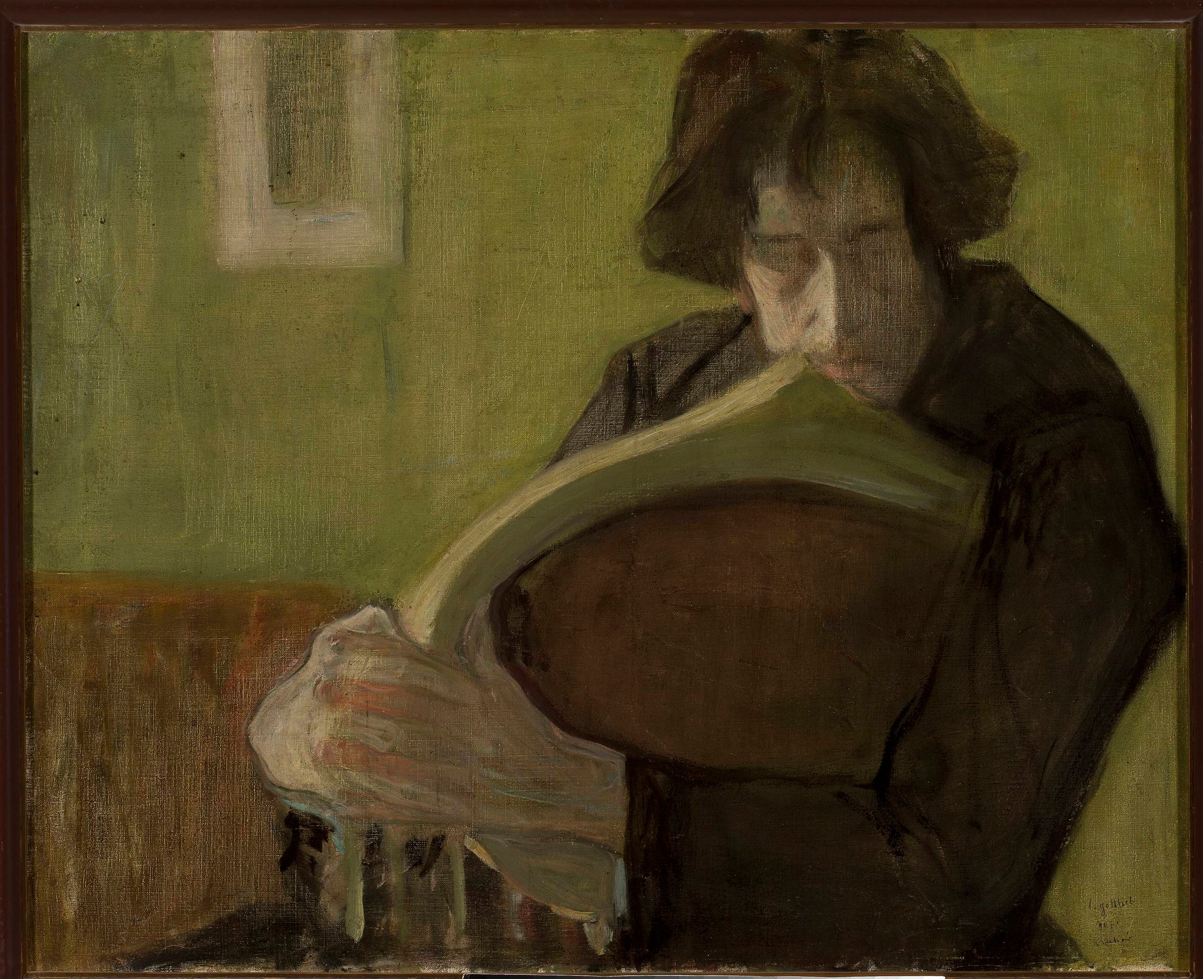 Man sitting in a chair. Portrait of Mieczysław Jakimowicz by Leopold Gottlieb