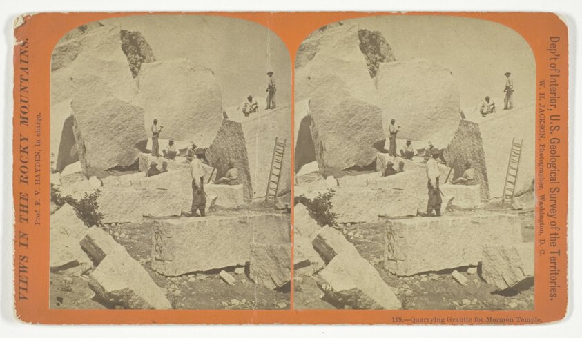 Quarrying Granite for Mormon Temple, No. 119 from the series "Views in the Rocky Mountains" by William Henry Jackson