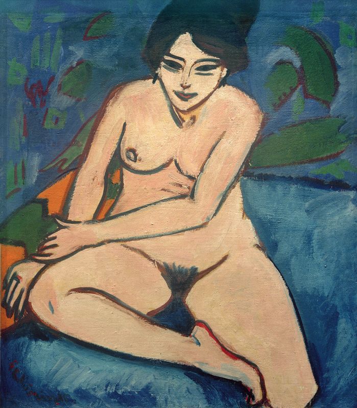 Nude on blue ground