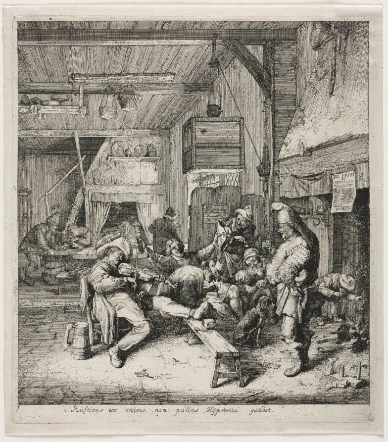 Violin Player Seated in the Inn by Cornelis Dusart