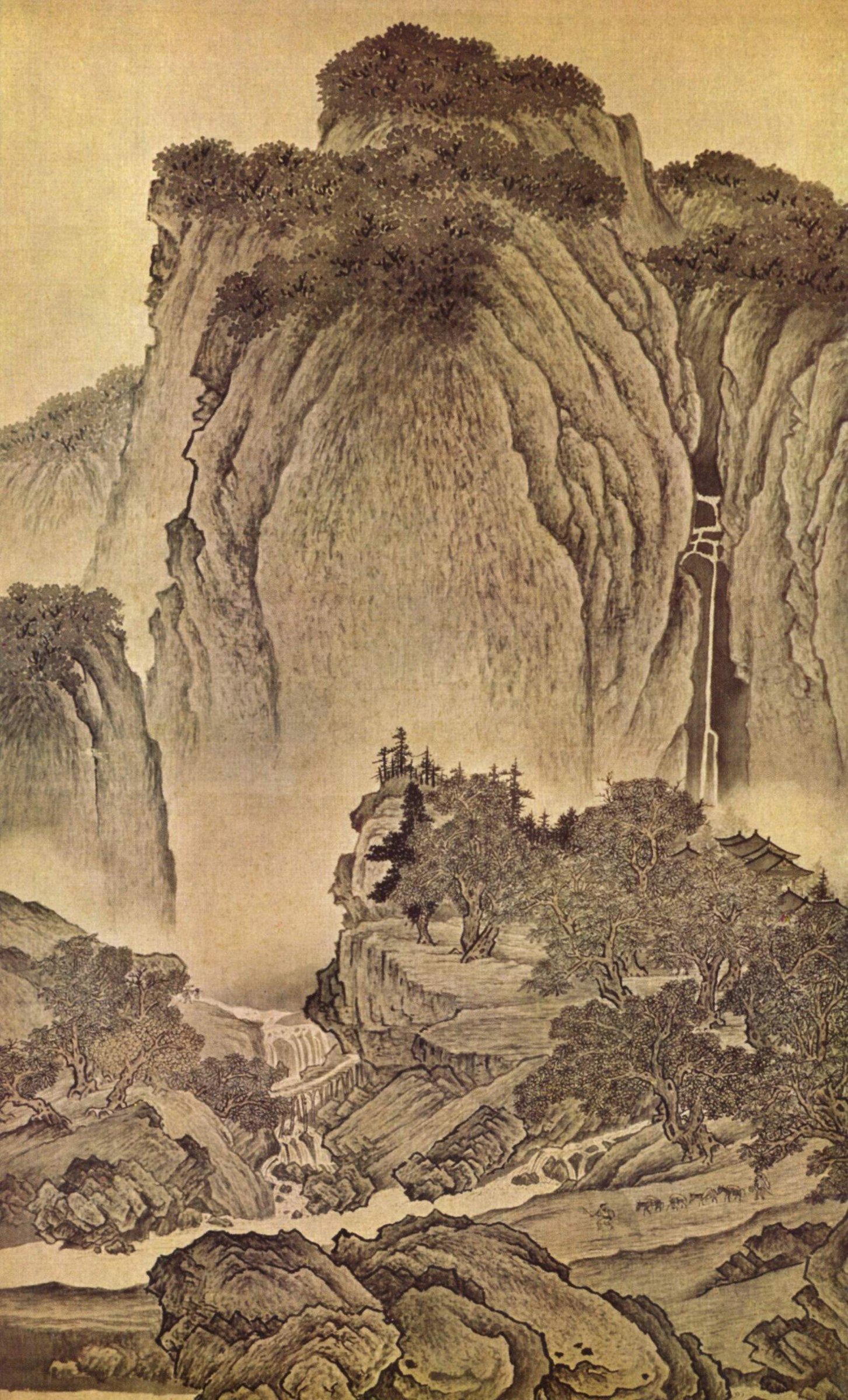 Imitating Fan Kuan's "Travelers Among Mountains and Streams" by Dong Qichang