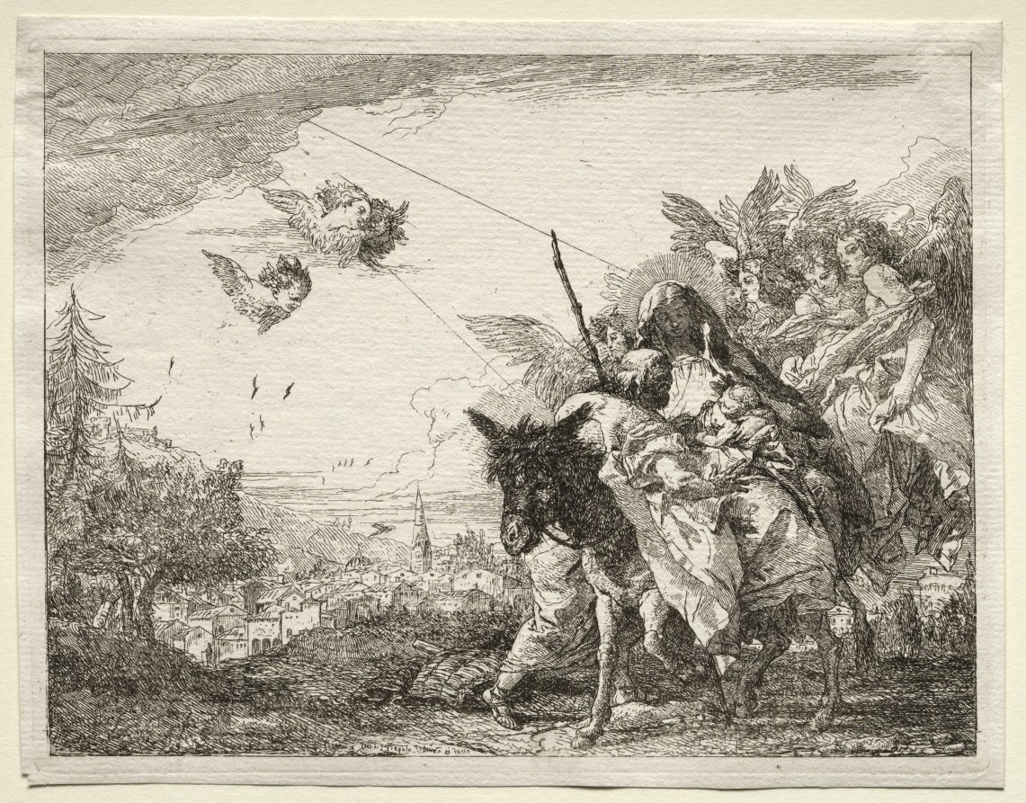 Flight into Egypt: Joseph Pausing to Gaze at the Infant Christ by Giovanni Domenico Tiepolo