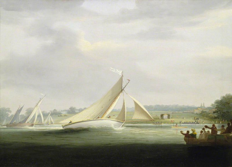 Yachts of the Cumberland Society Racing on the Thames, circa 1815
